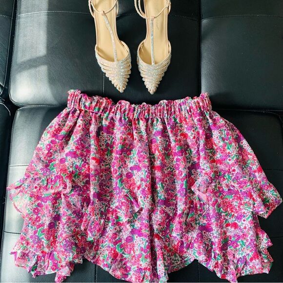 For Love And Lemons Pink Floral Mini Skirt - Picture 3 of 6